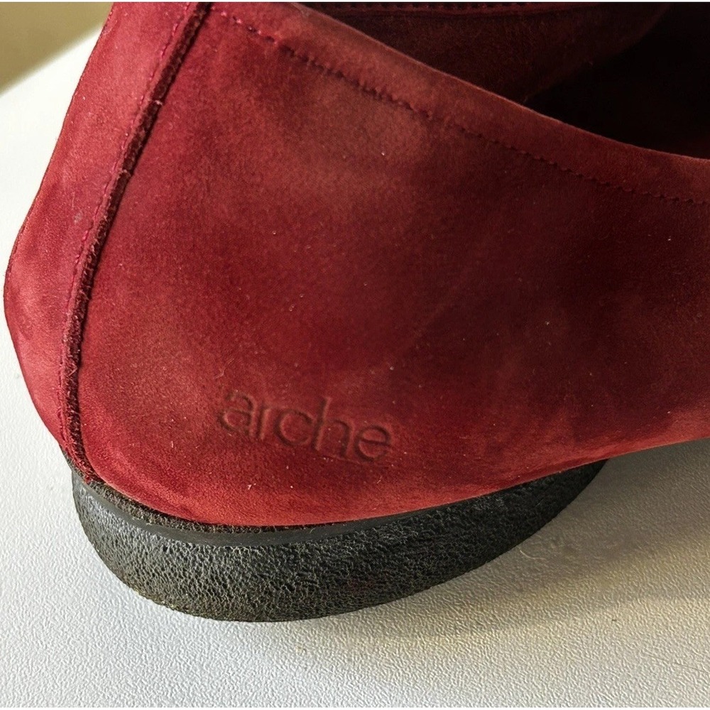 Arche Women's Red Burgandy Nubuck Ballerina Suede Slip On Shoes Round Heel 38 - Picture 3 of 11